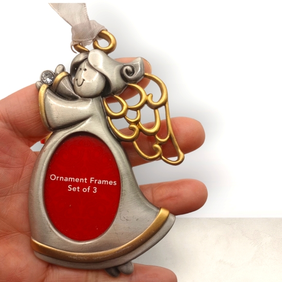 Vintage Lot of 3 Christmas Photo Frame Ornaments Beautiful RETRO - Picture 2 of 5